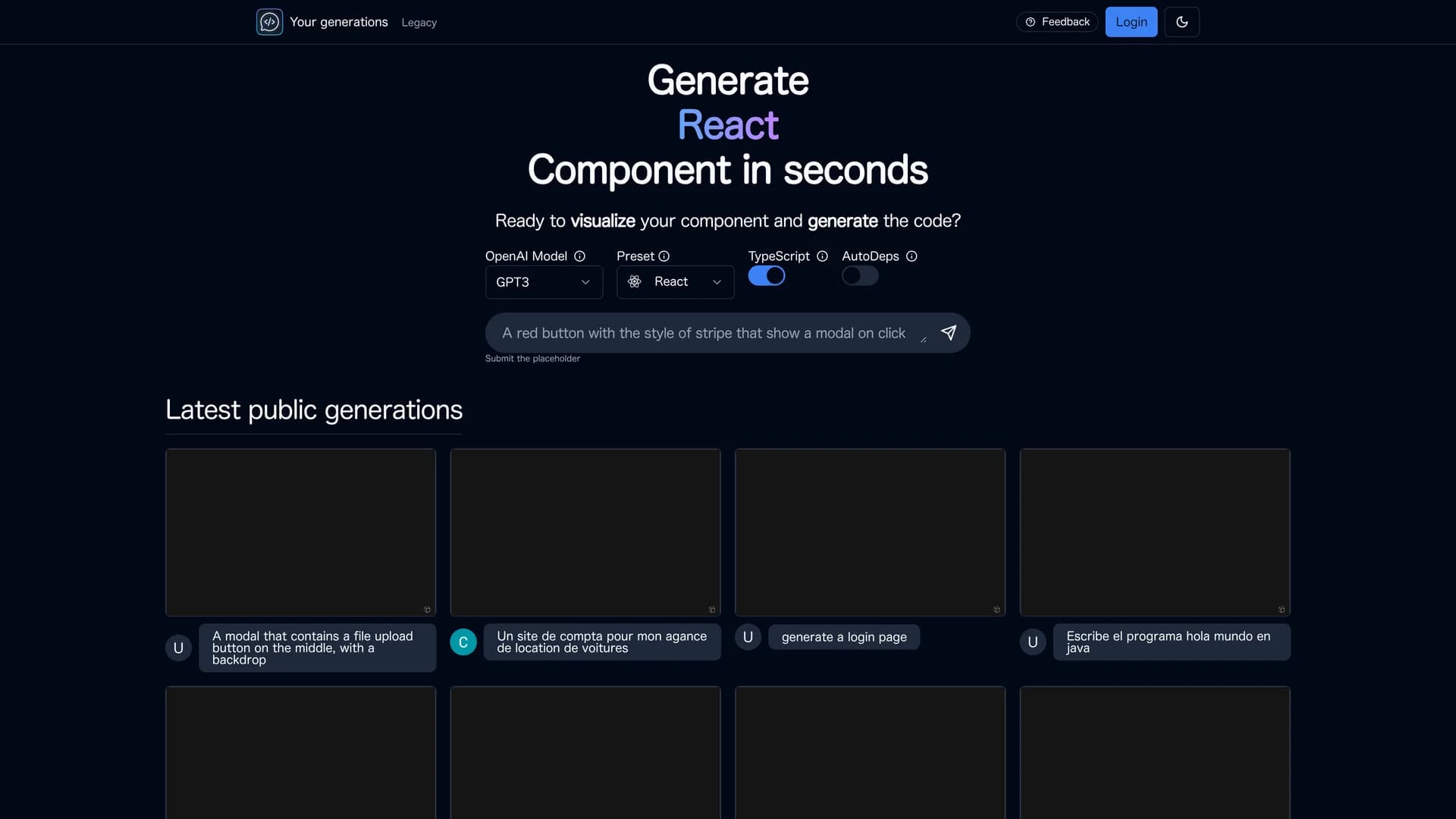 chat2code homepage