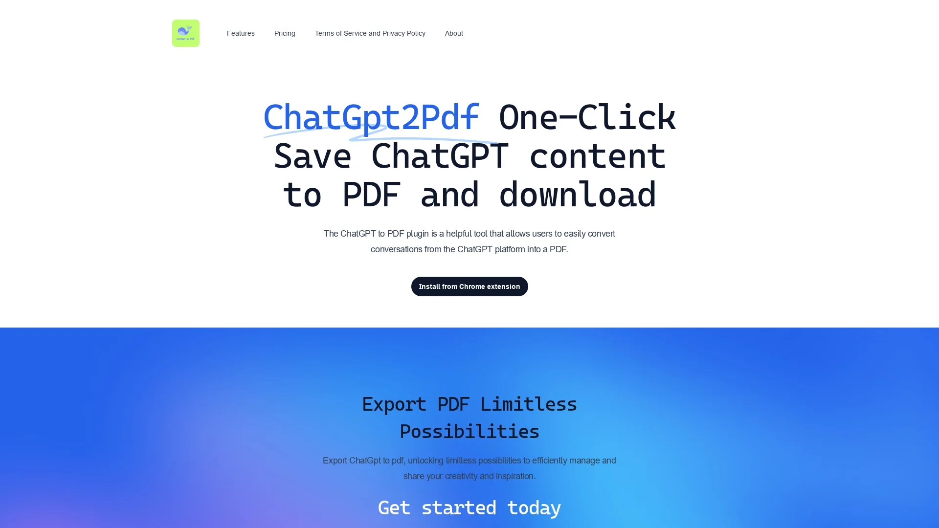 chatgpt-to-pdf-of-chrome-plugin homepage