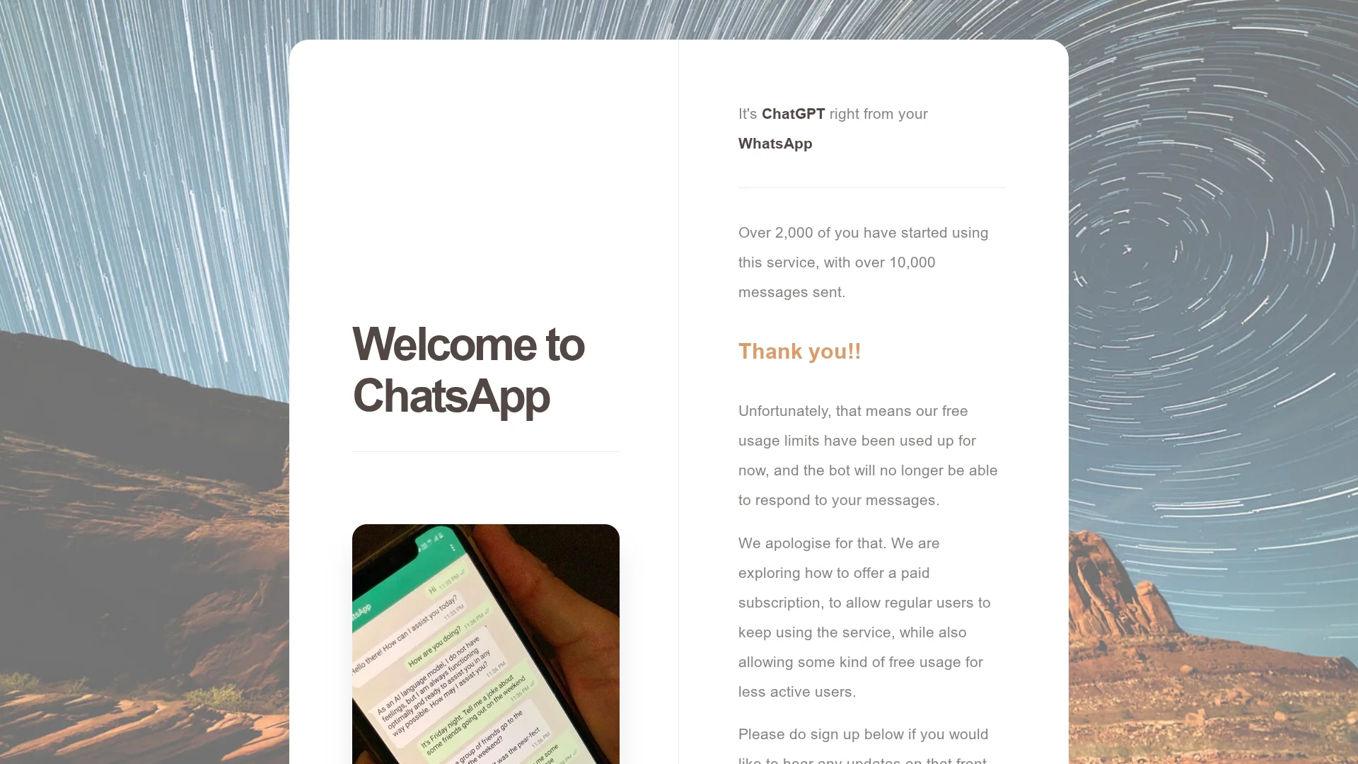 chatsapp homepage