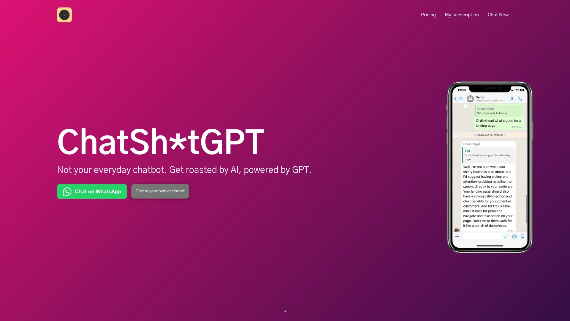 chatshitgpt homepage