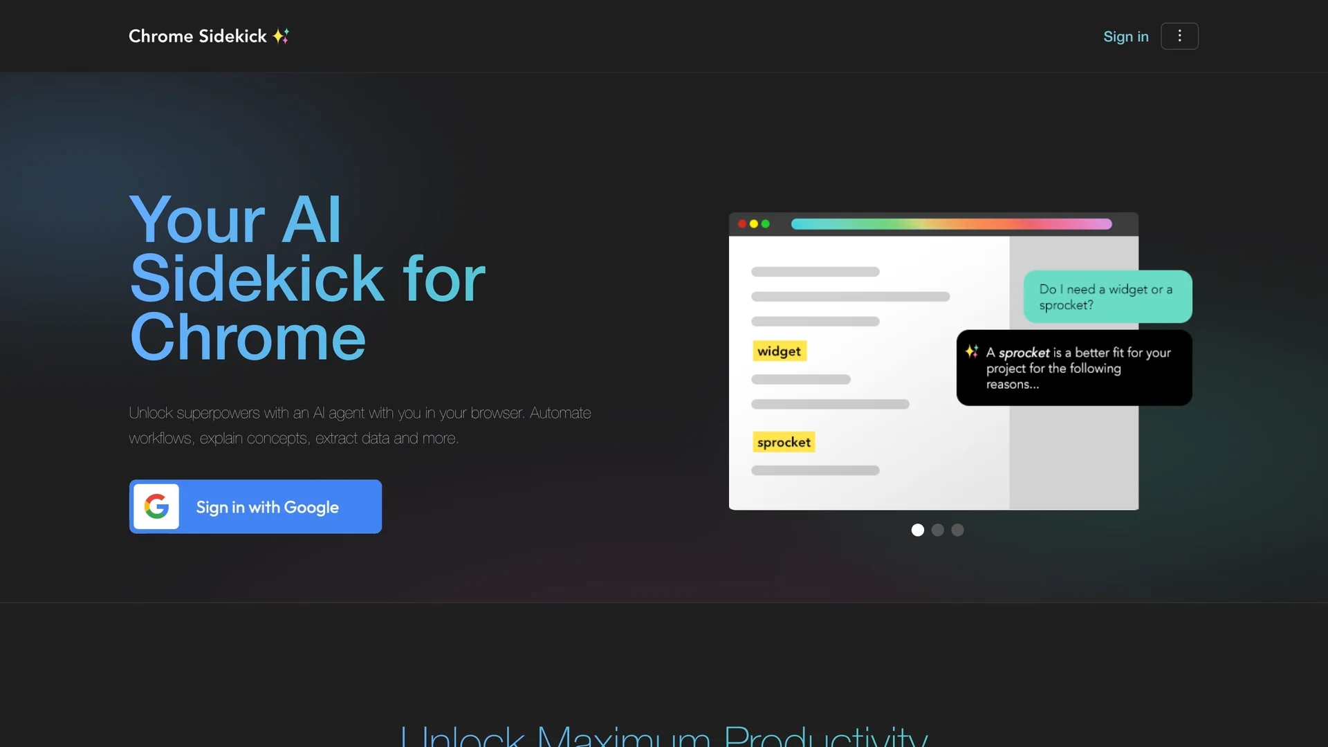 chrome-sidekick homepage