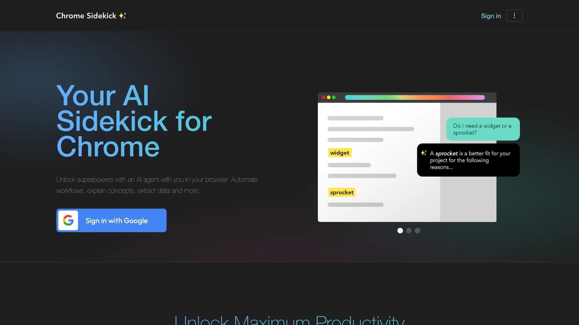 chrome-sidekick homepage