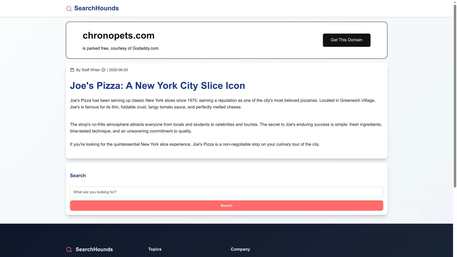 chrono-pets homepage