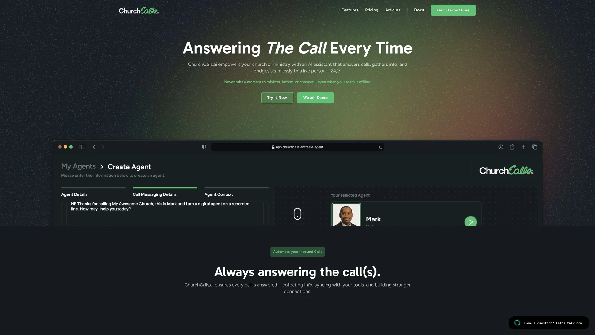 churchcalls-ai homepage