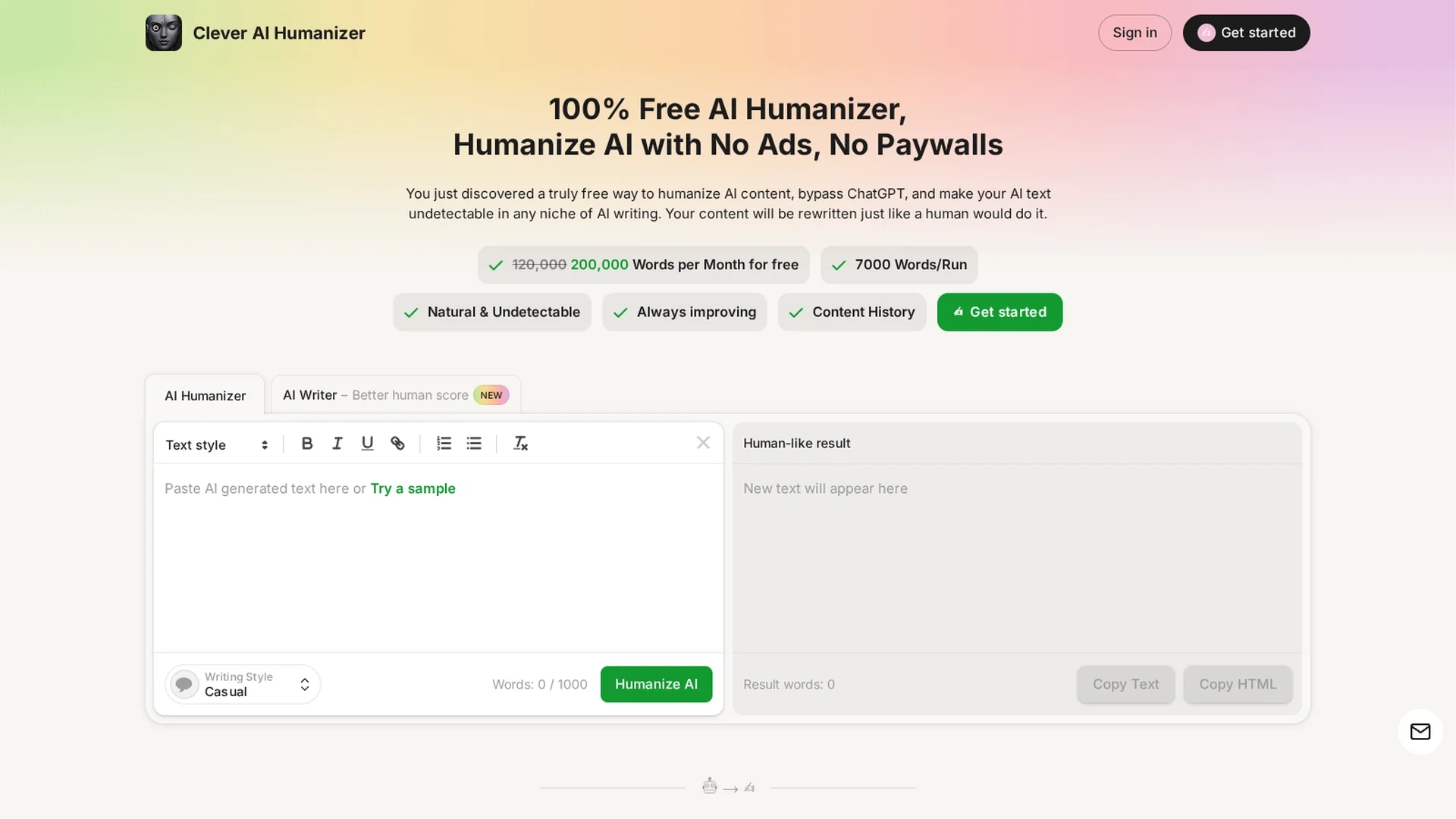 clever-ai-humanizer homepage
