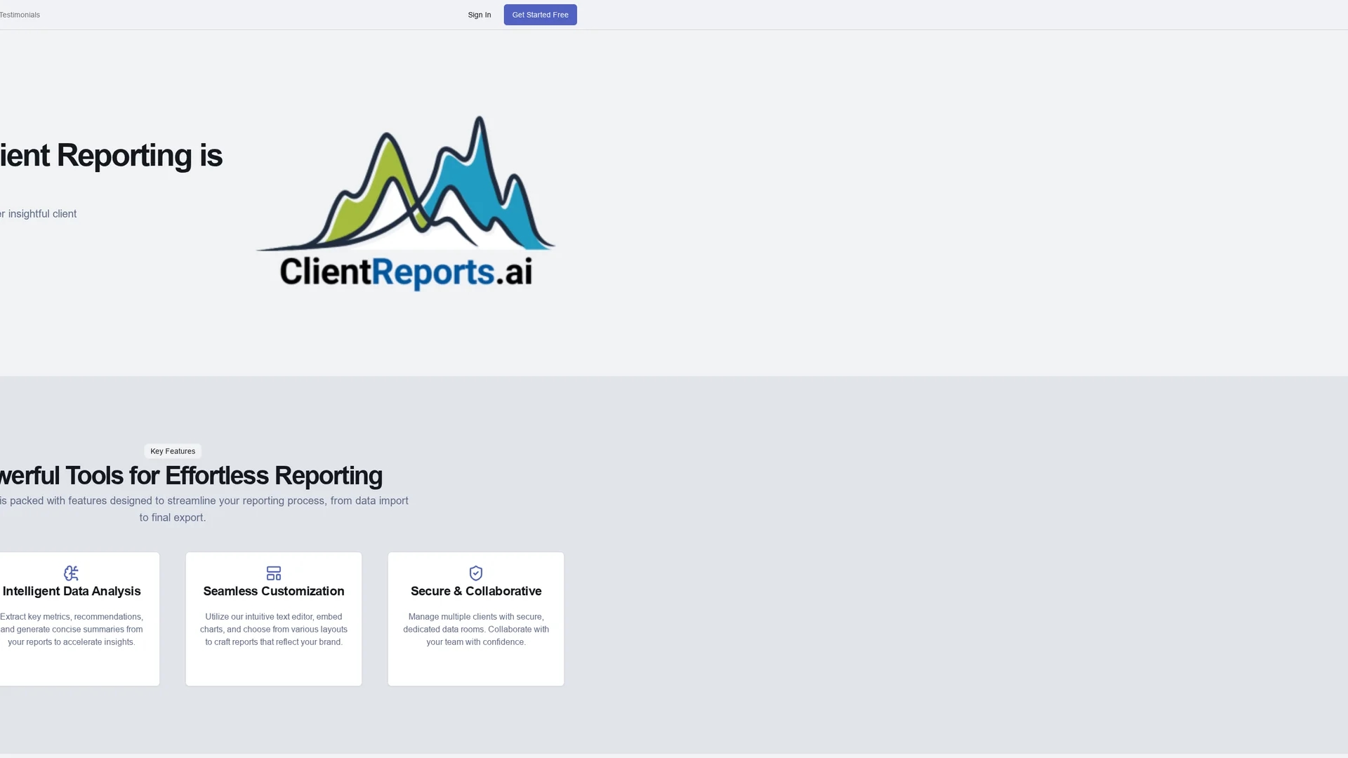 client-reports homepage
