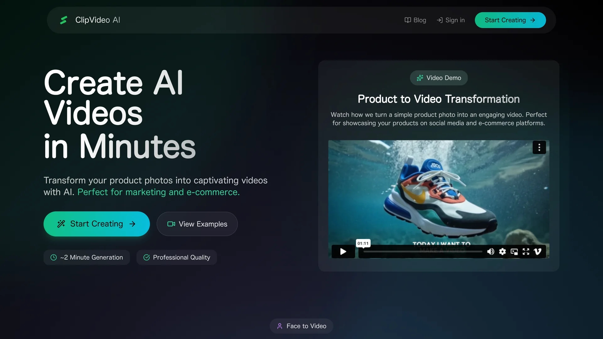 clipvideo-ai homepage