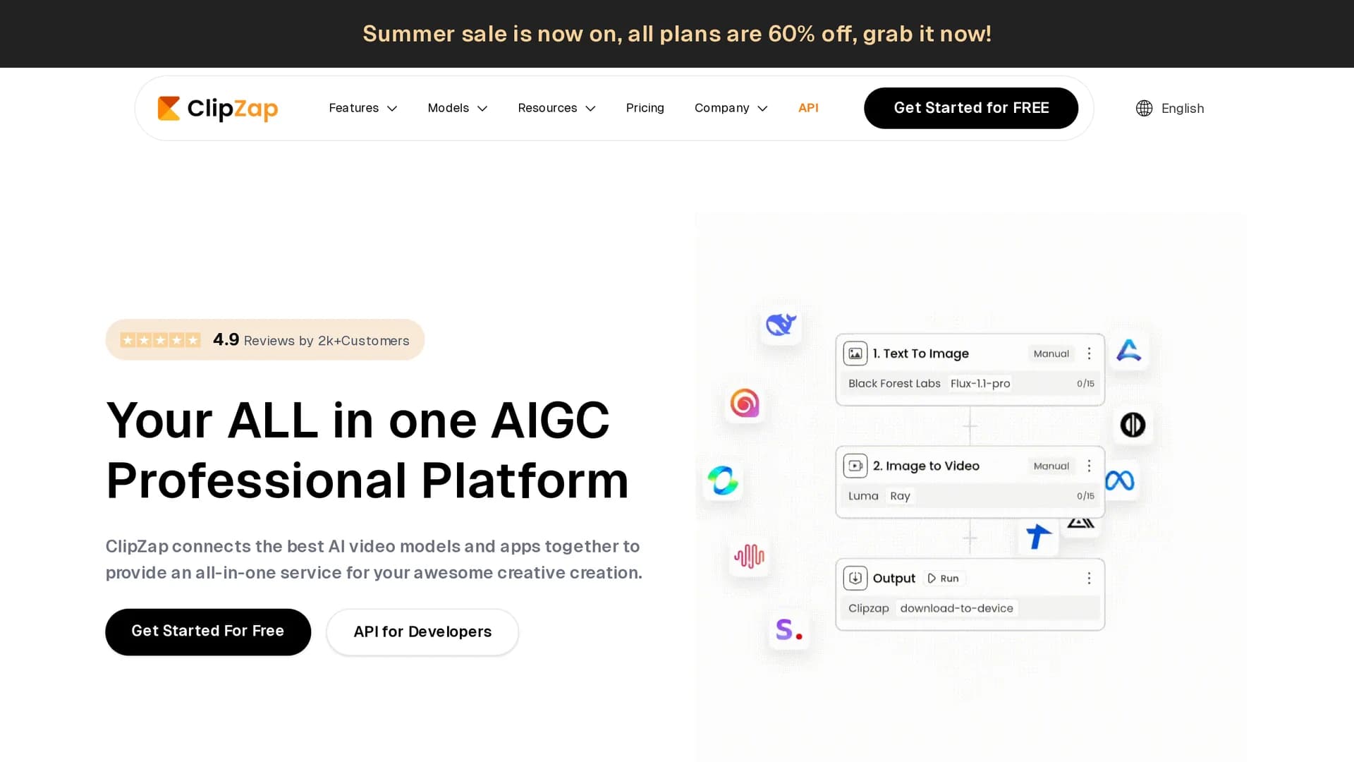 clipzap-ai homepage