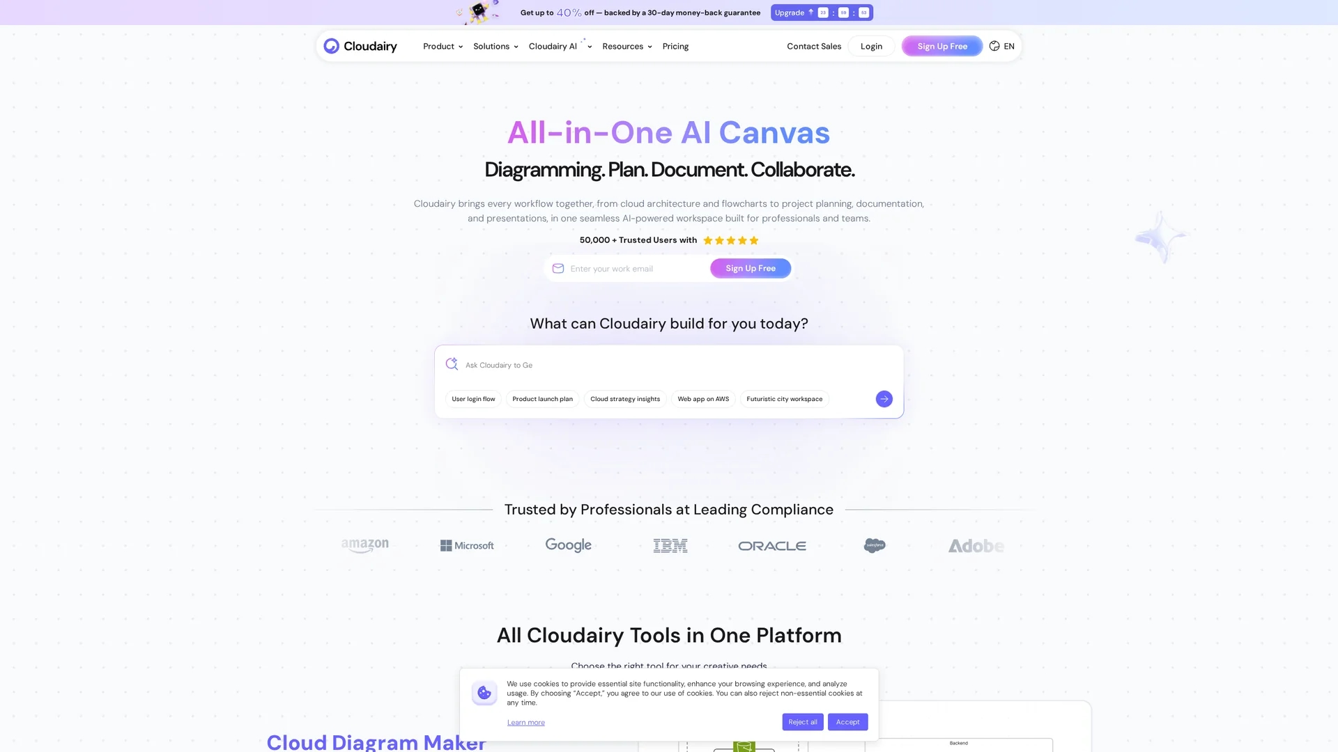 cloudairy homepage