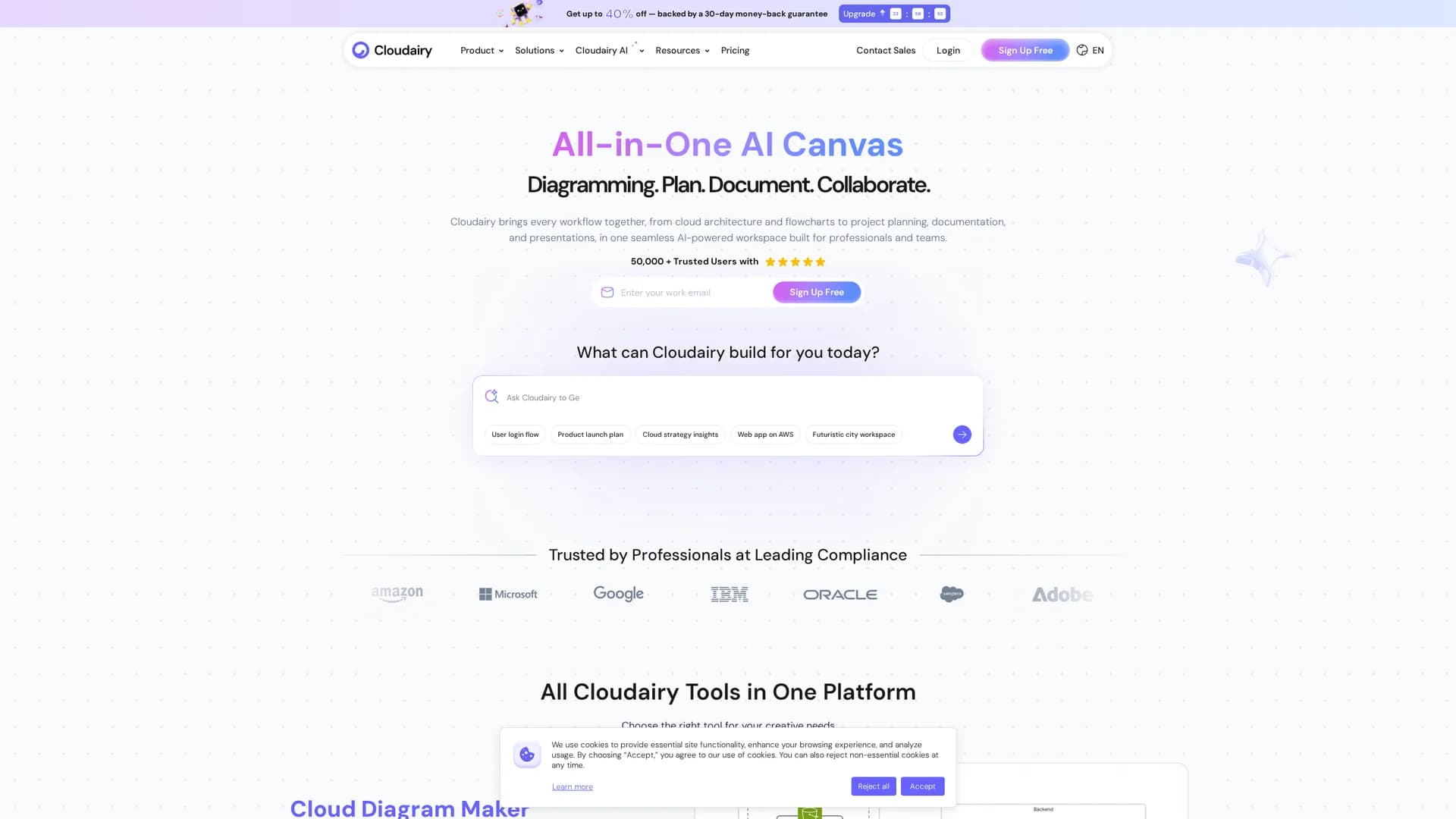 cloudairy homepage