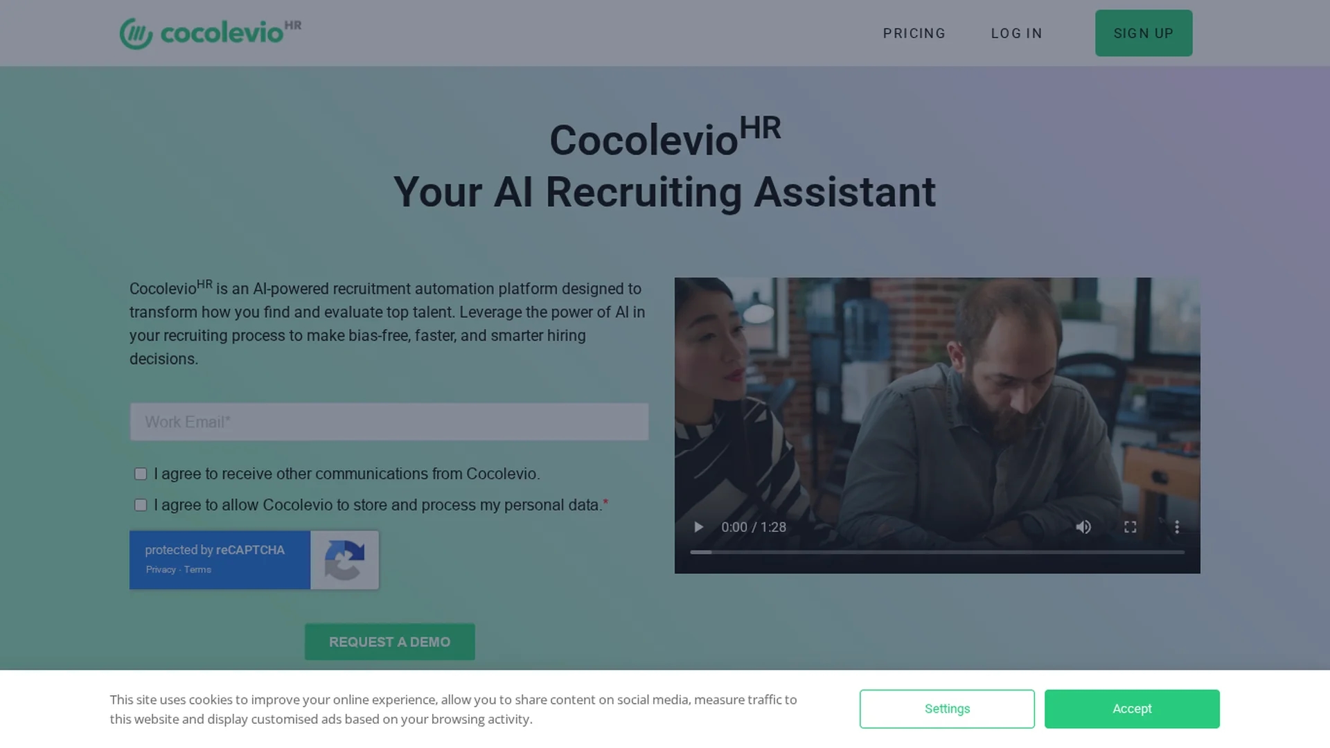 cocolevio-hr-ai-recruiting-software homepage