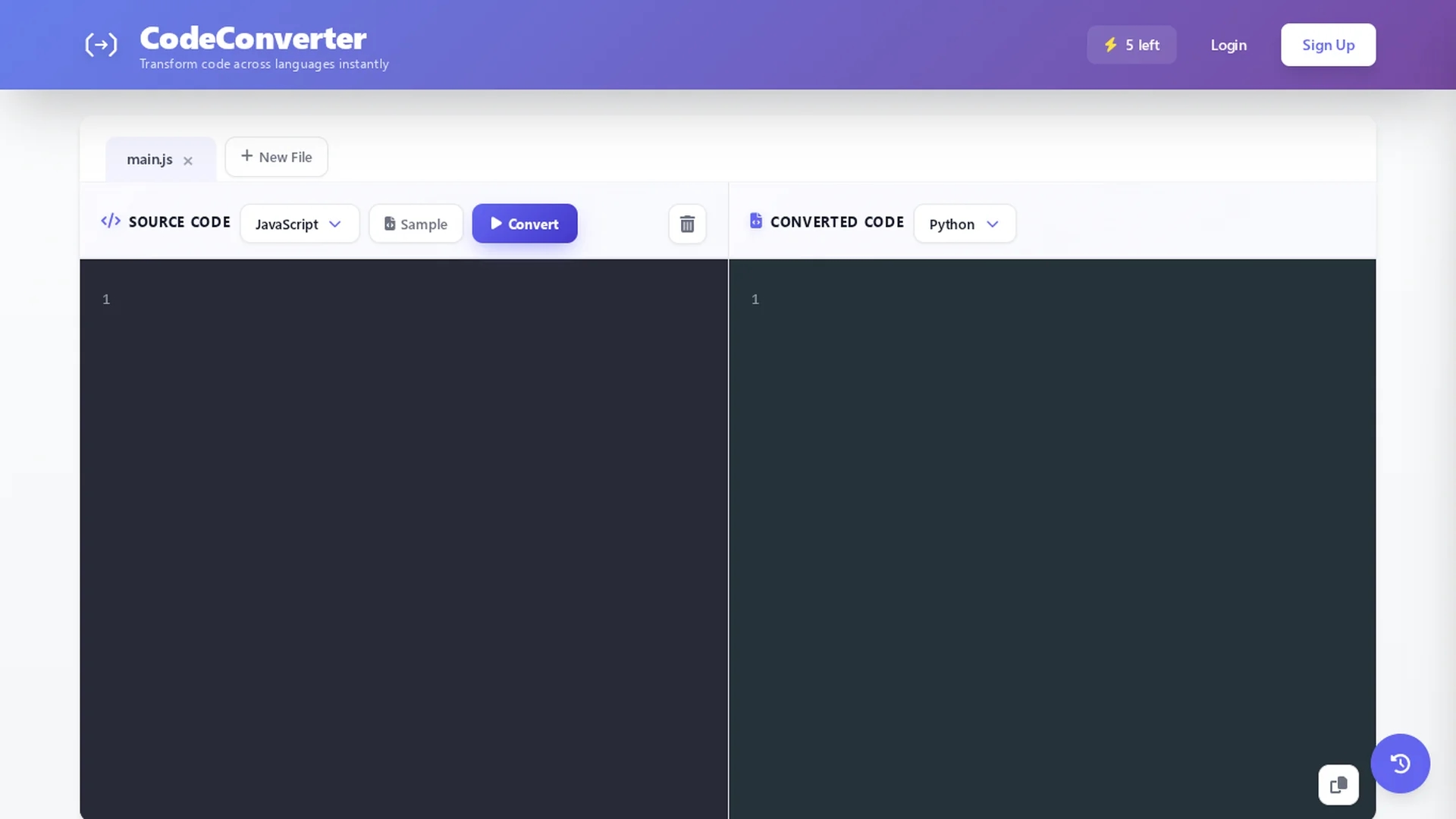 code-language-converter homepage