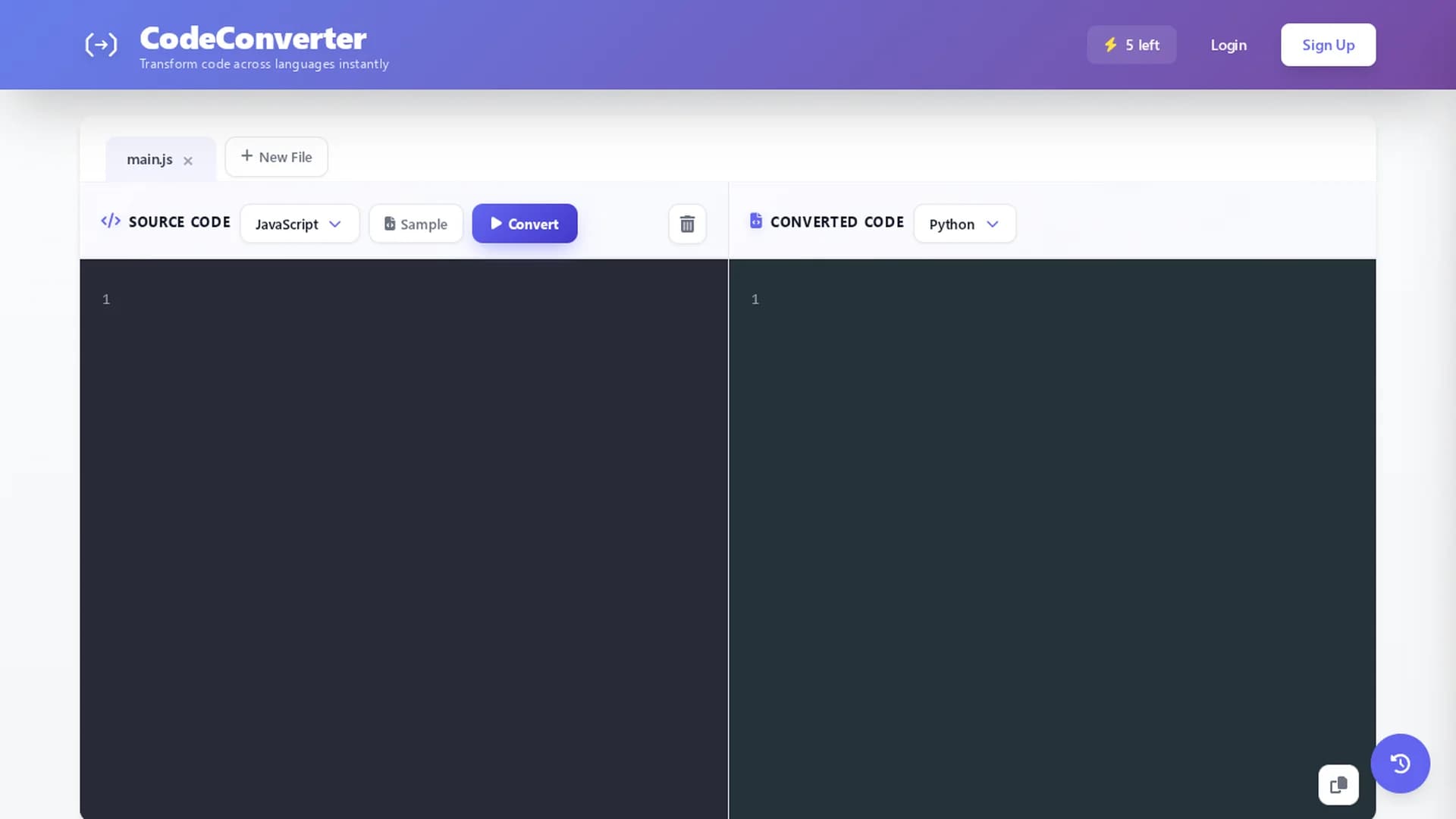 code-language-converter homepage