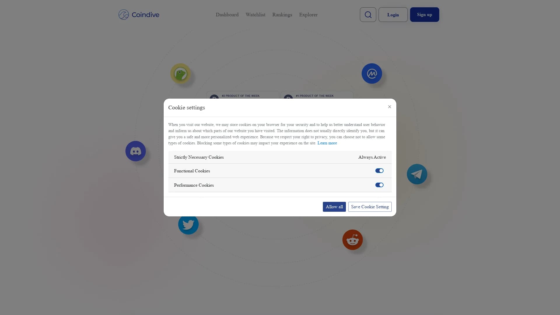 coindive-2-0 homepage