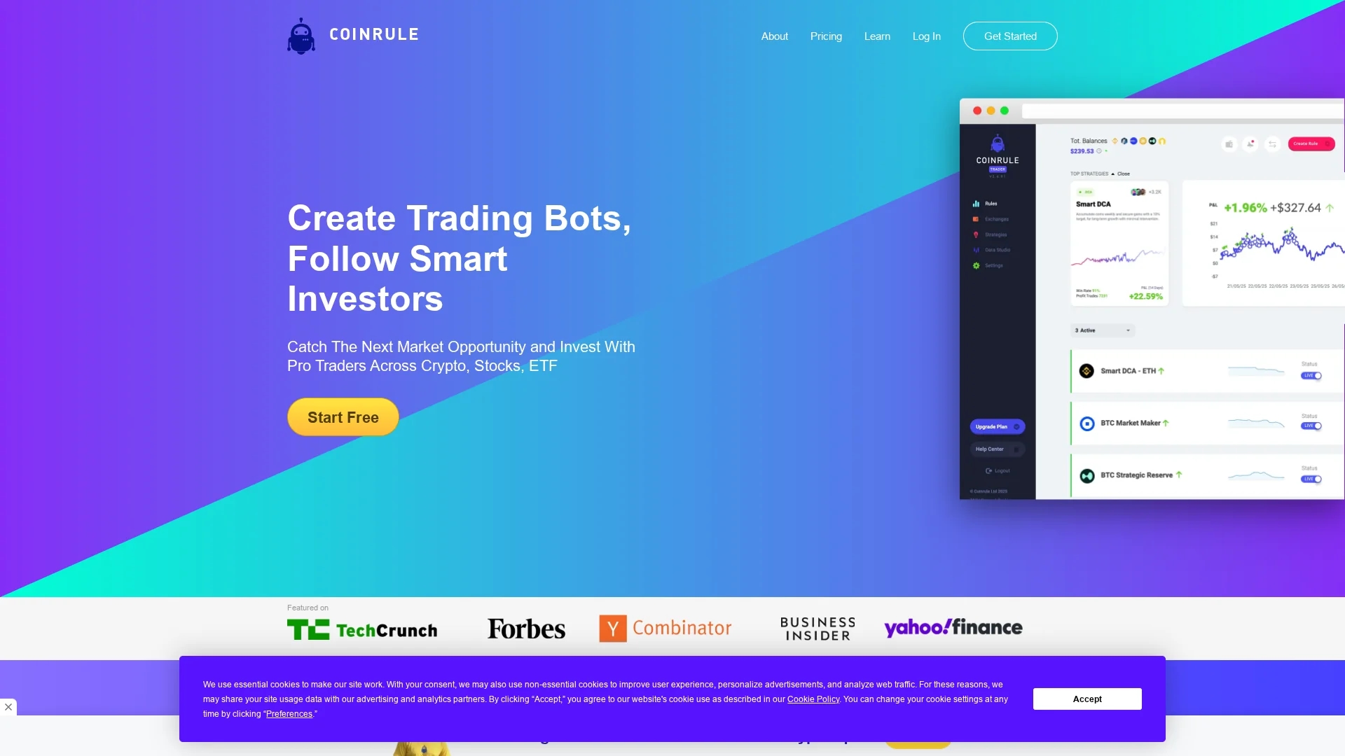 coinrule homepage