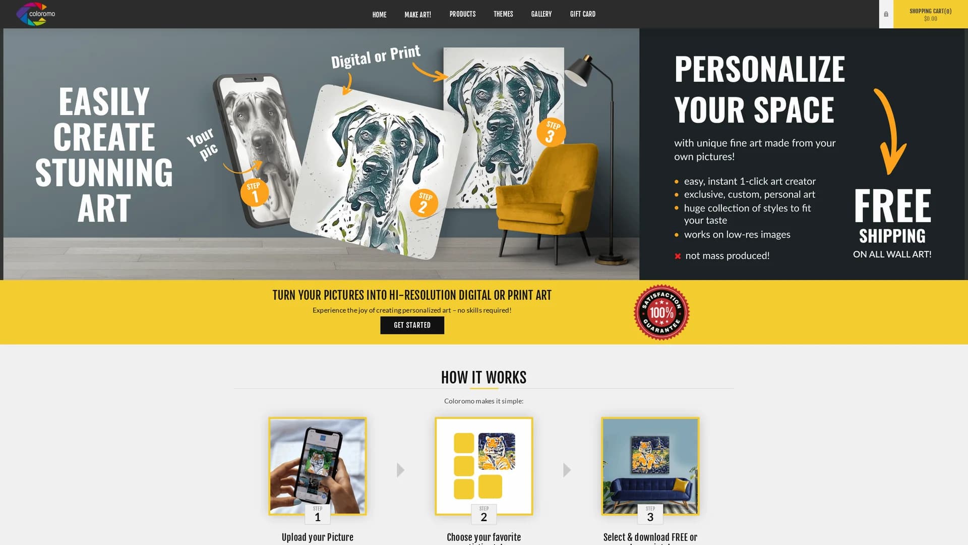 coloromo-ai-art-generator homepage