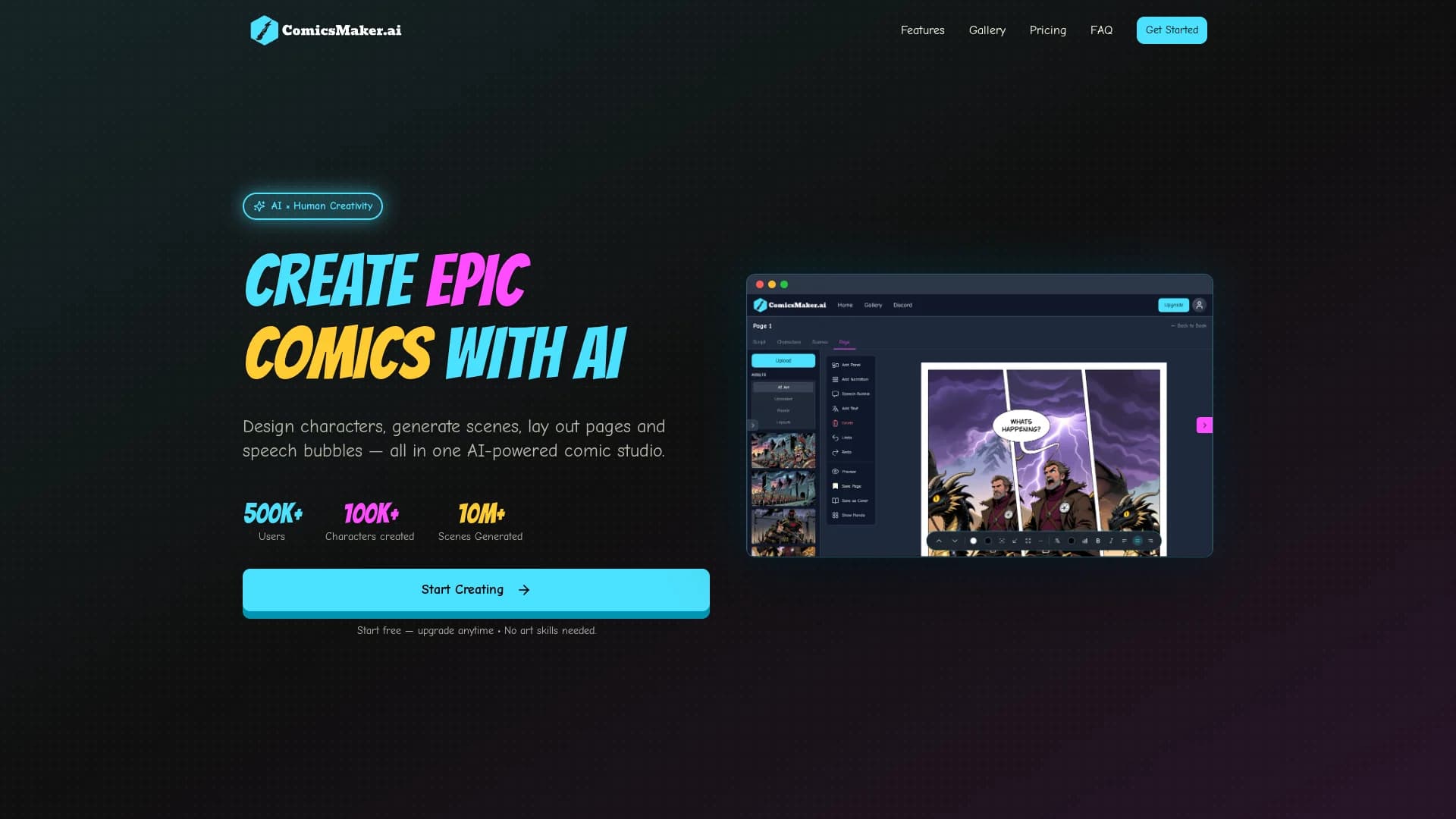 comicsmaker-ai homepage