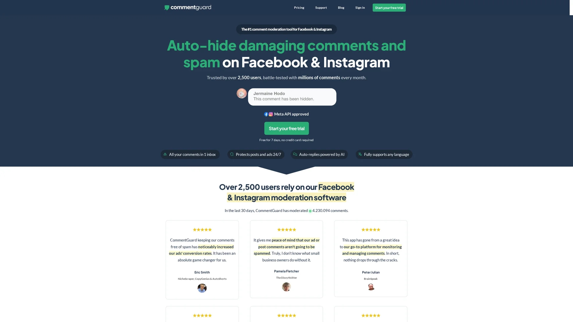 commentguard-io homepage