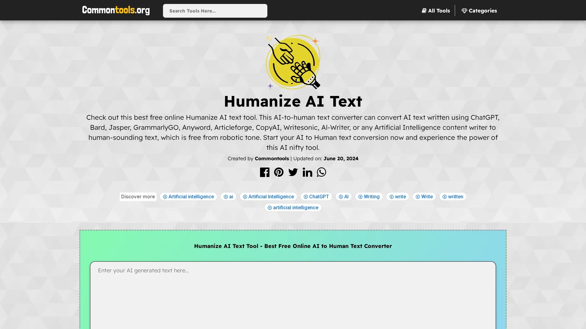 commontools-humanize-ai-text homepage