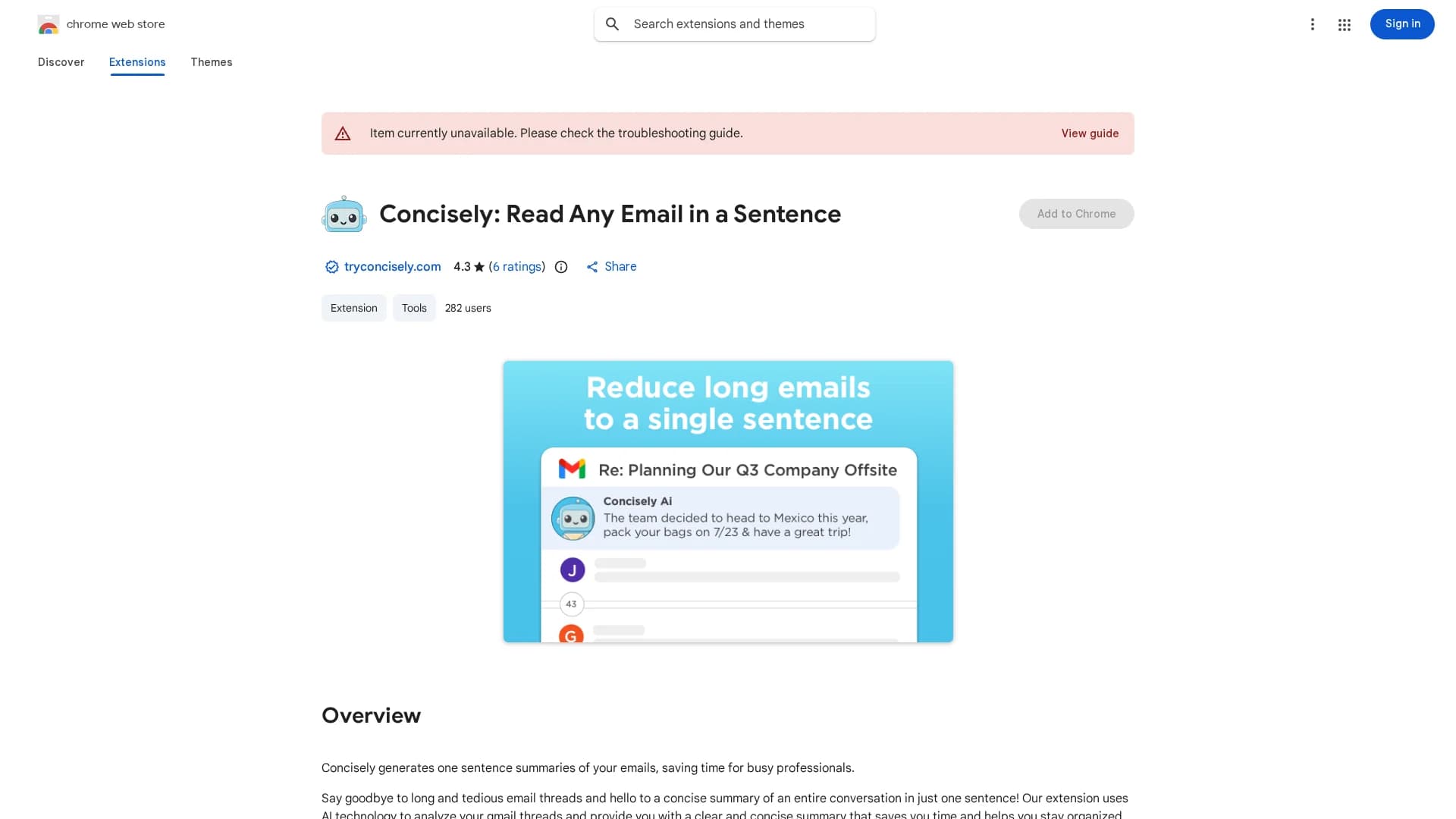 concisely homepage