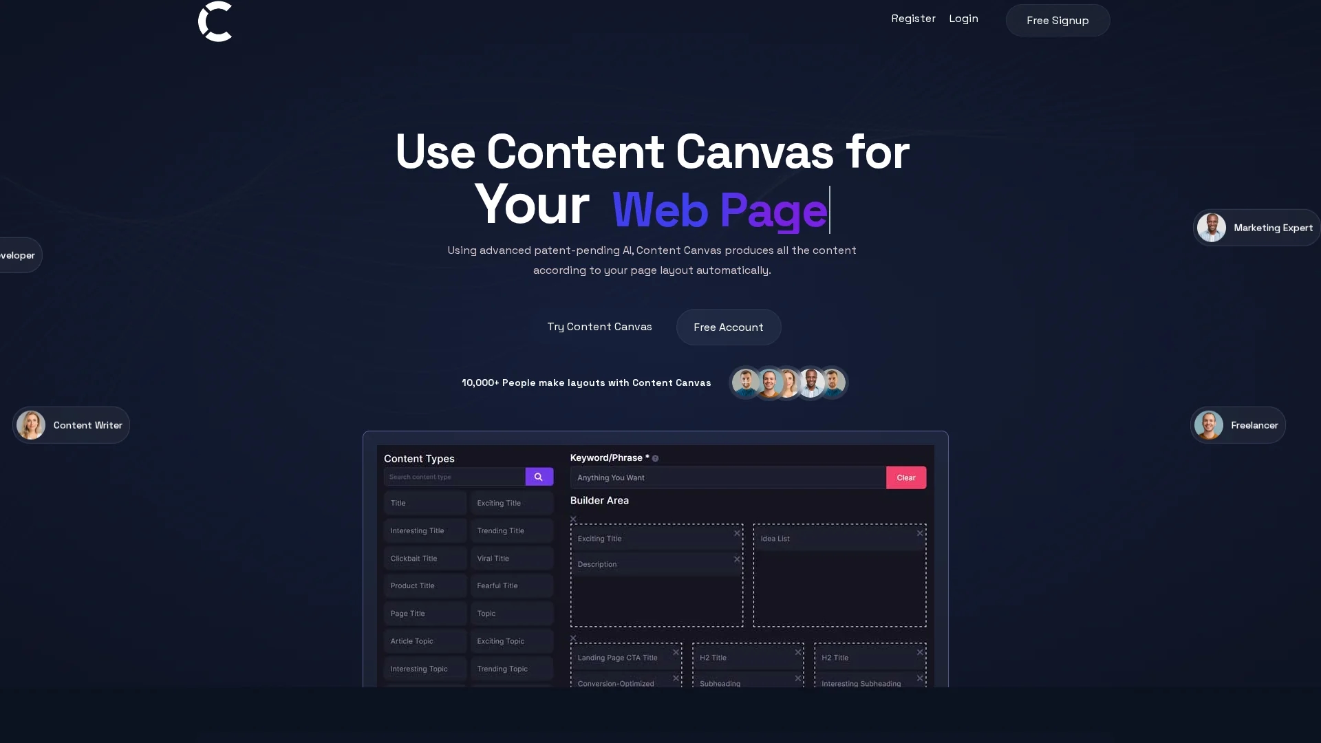 content-canvas homepage