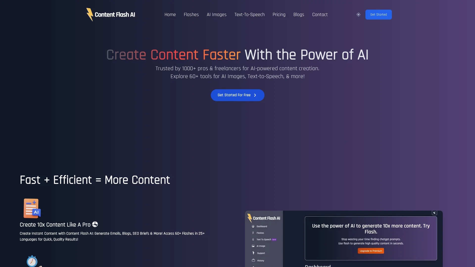 content-flash-ai homepage