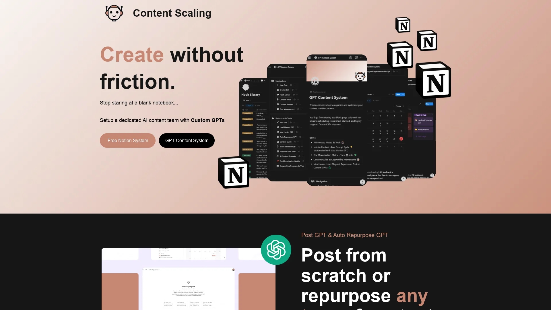 content-scalling homepage