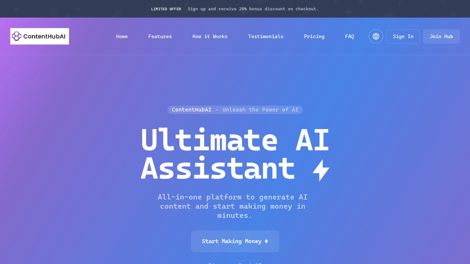 contenthubai-com homepage