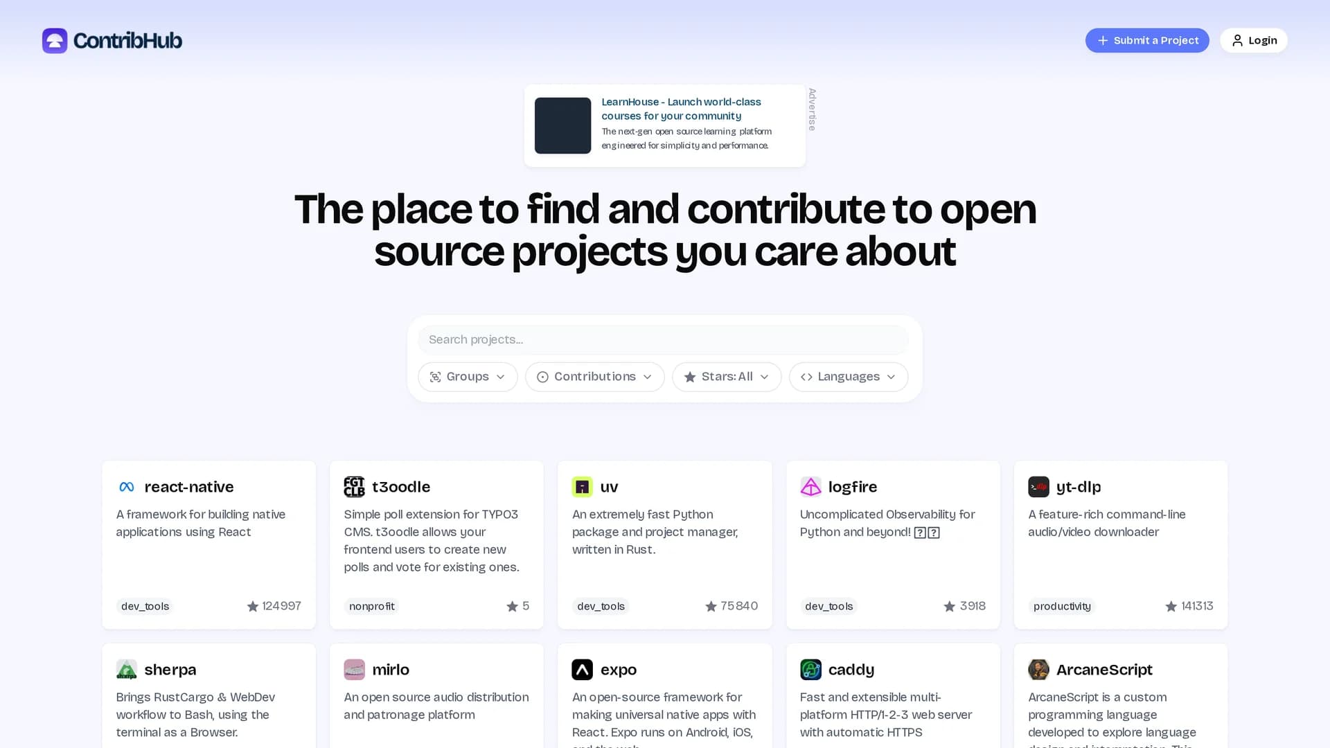 contribhub homepage