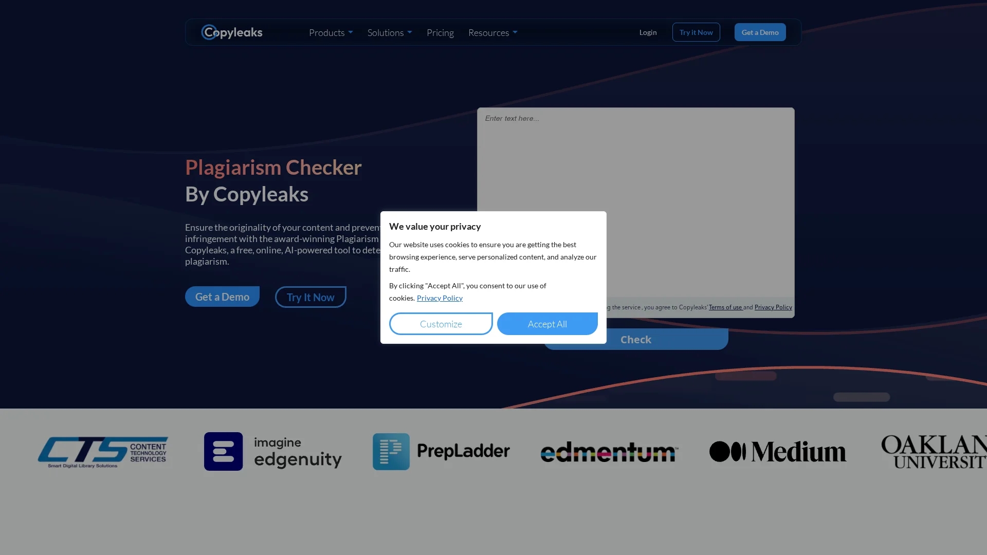 copyleaks-plagiarism-detector homepage