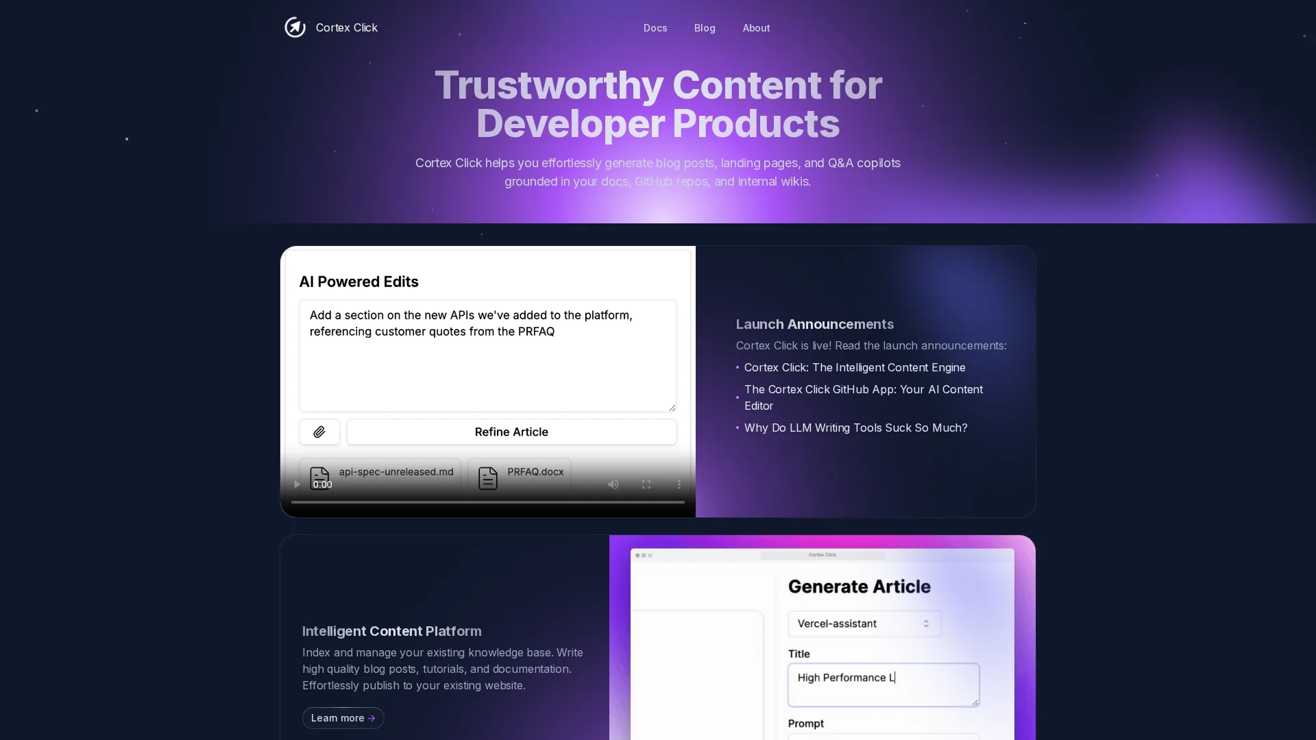 cortex-click homepage