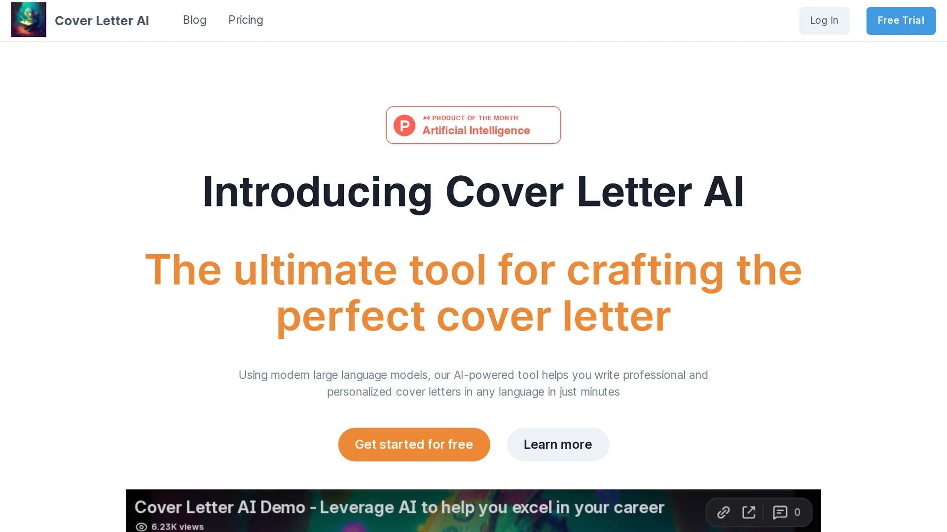 cover-letter-ai homepage