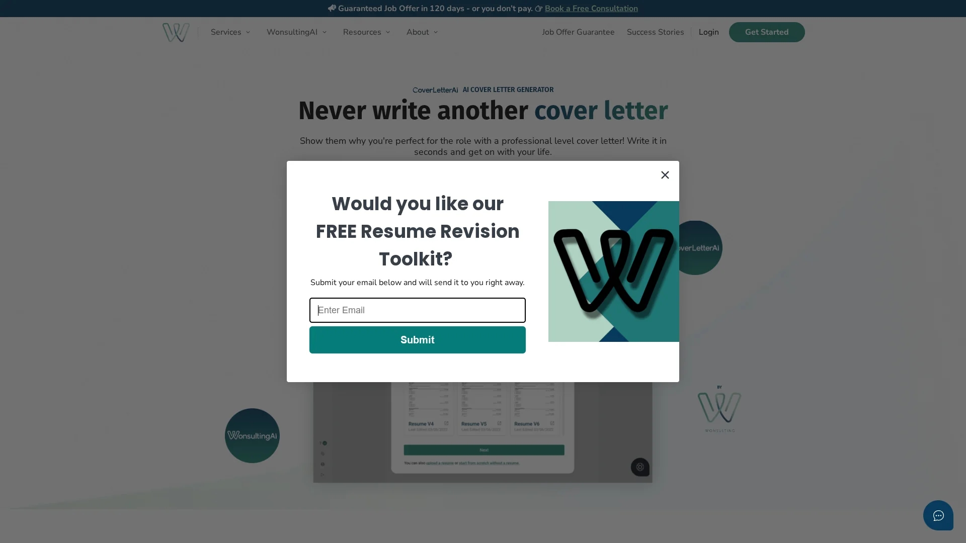 coverletterai-by-wonsulting homepage