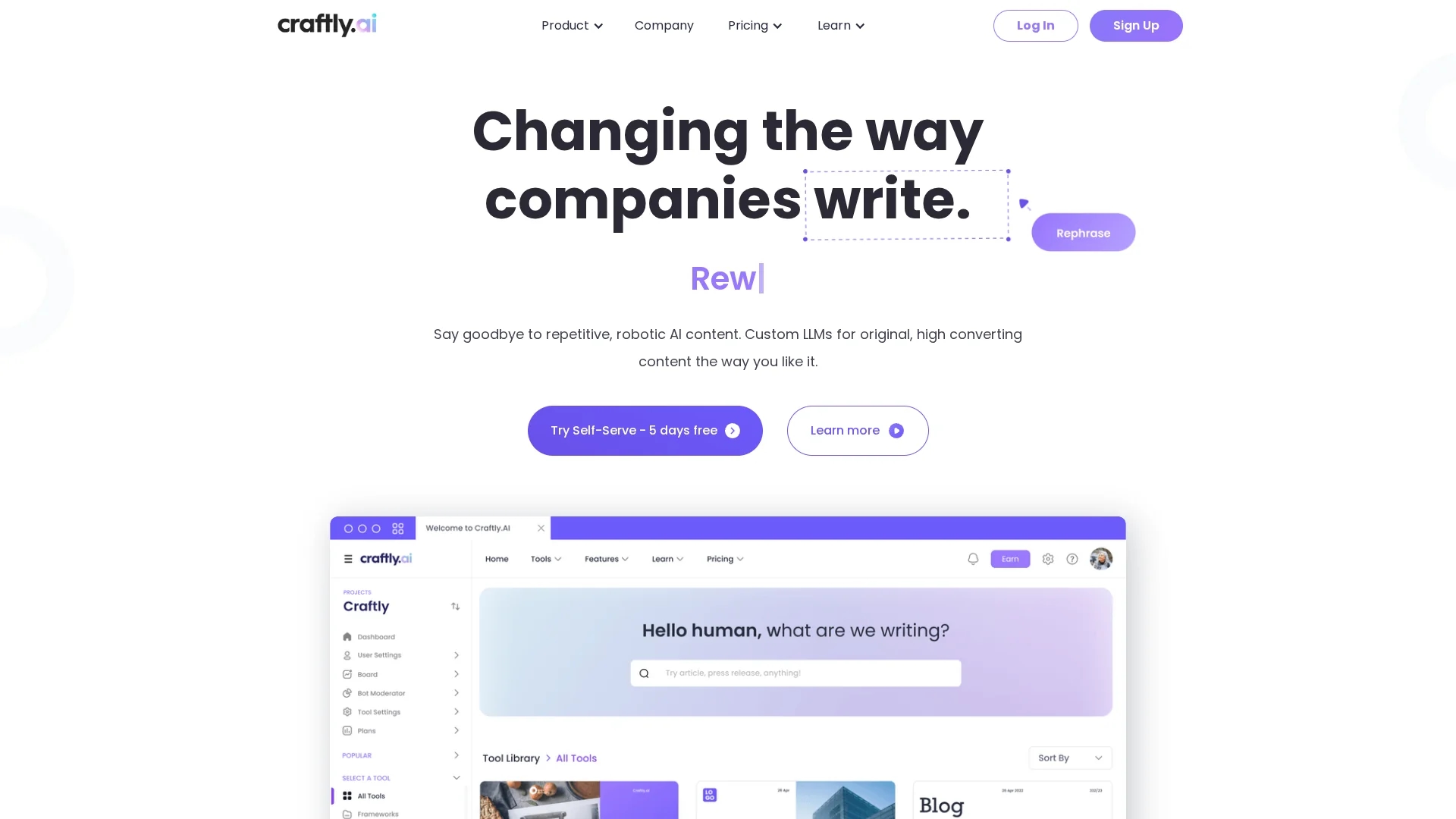 craftly-ai homepage