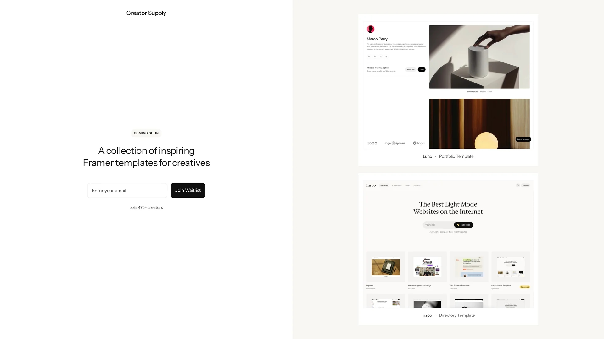 creator-supply homepage