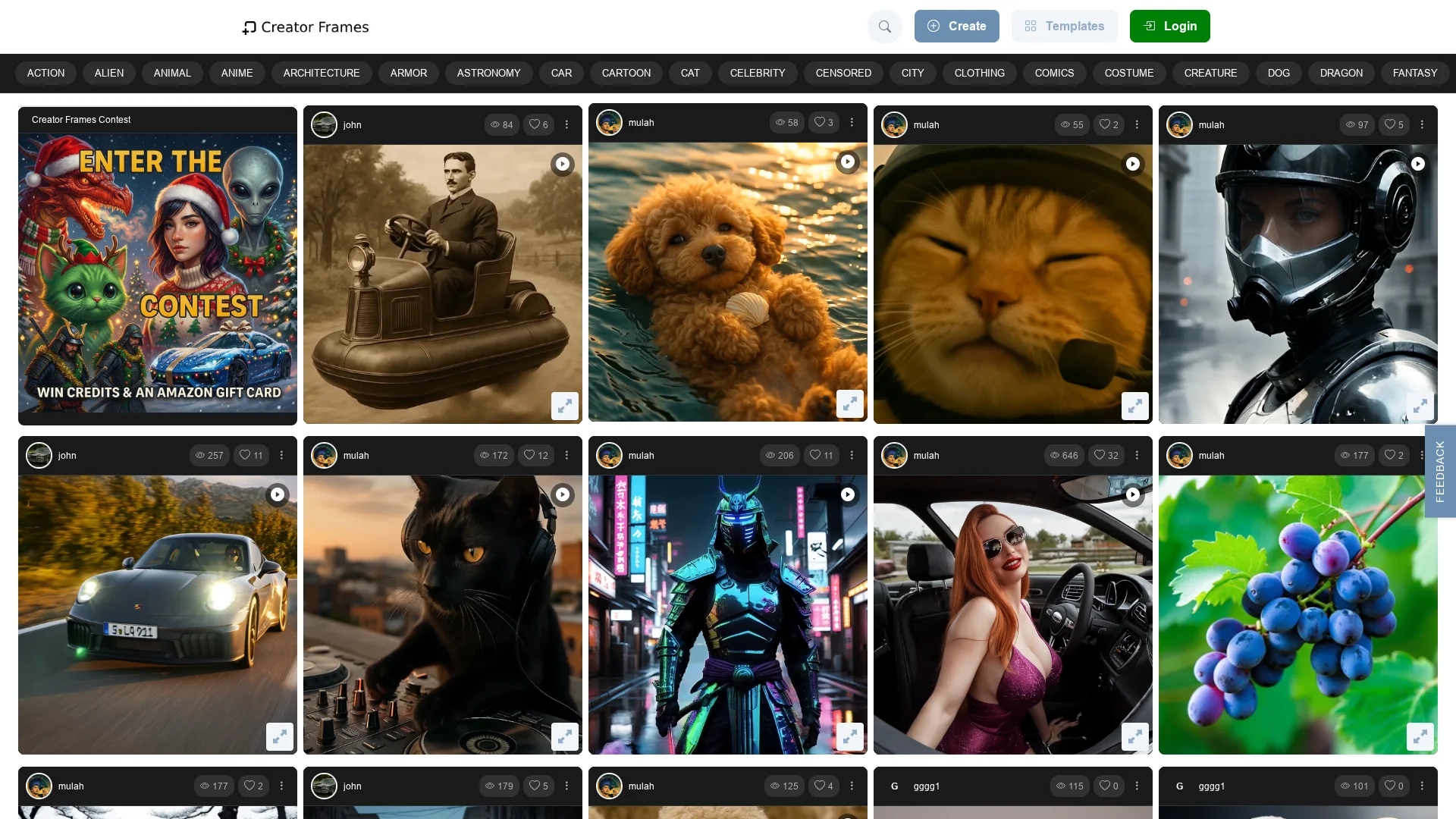 creatorframes-com homepage