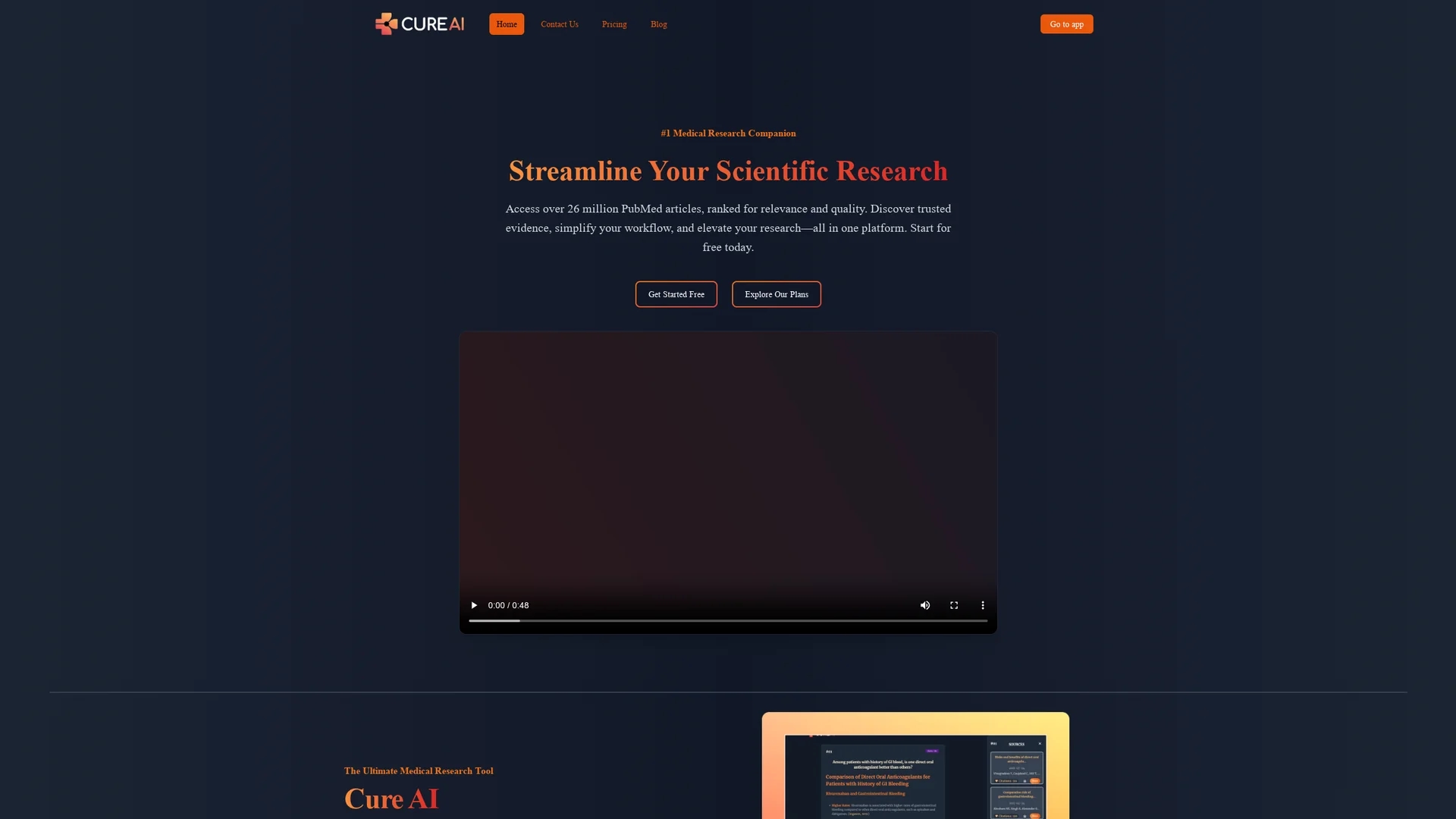 cure-ai homepage