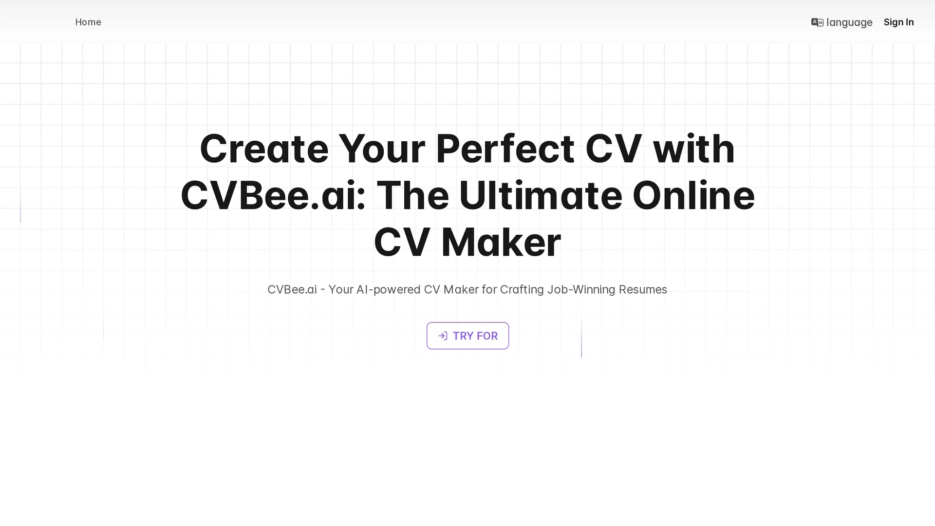 cvbee-ai-ai-cv-maker-free-online homepage