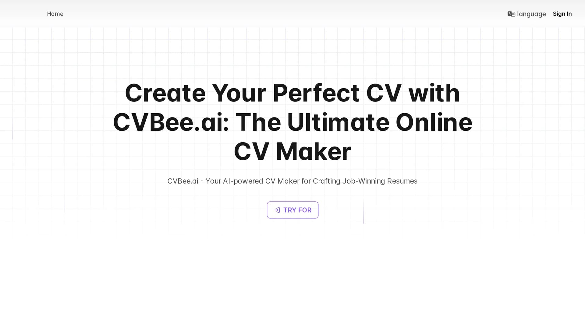 cvbee-ai-ai-cv-maker-free-online homepage
