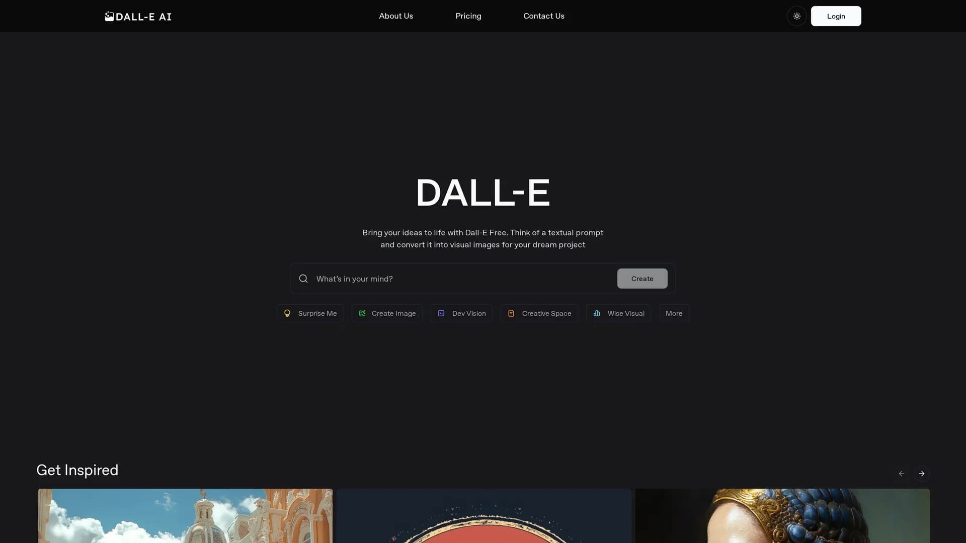 dall-e-free-image-generator homepage