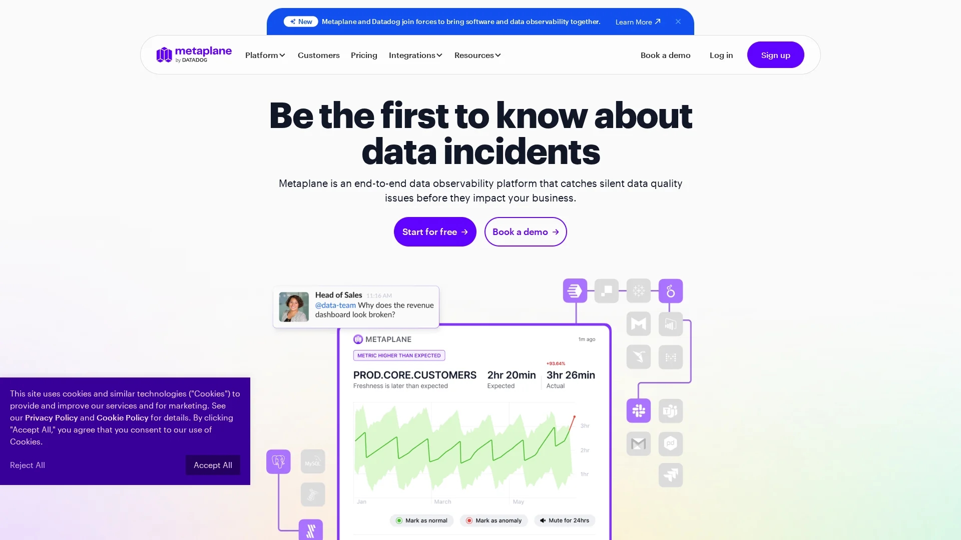 data-observability-v2-by-metaplane homepage