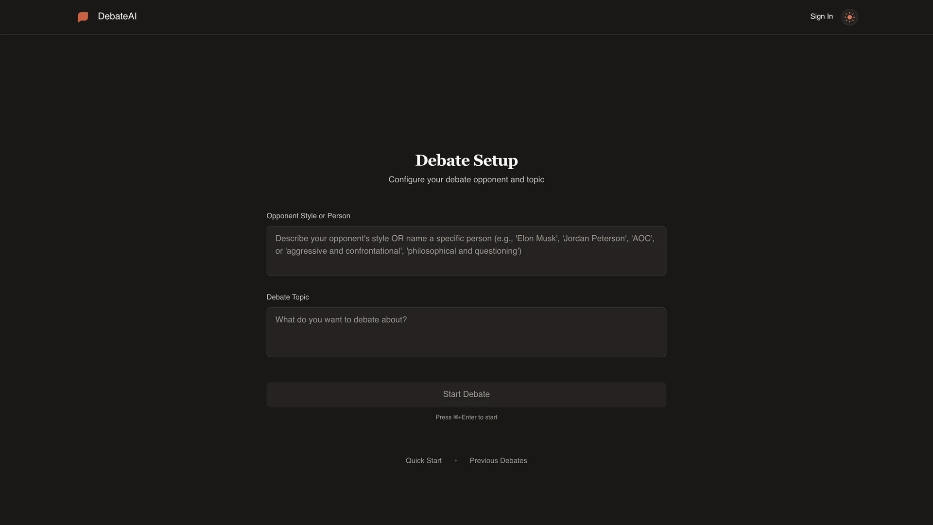 debateai homepage
