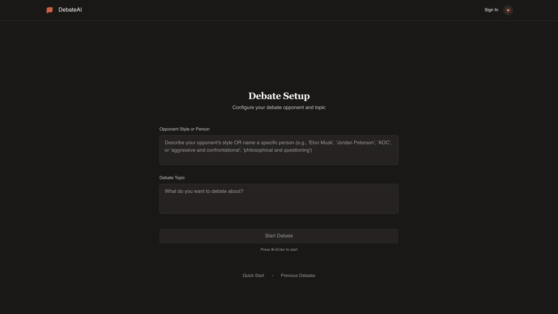 debateai homepage