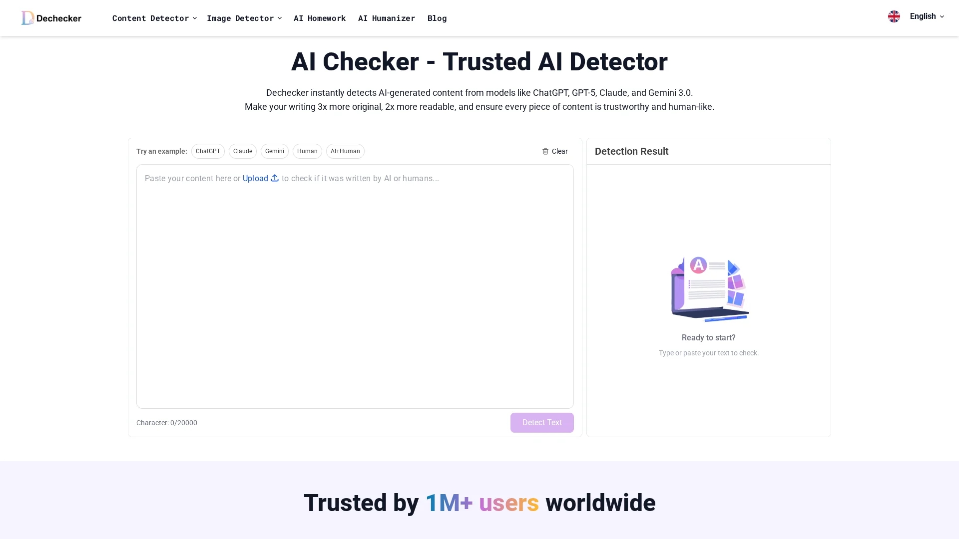 dechecker-ai homepage