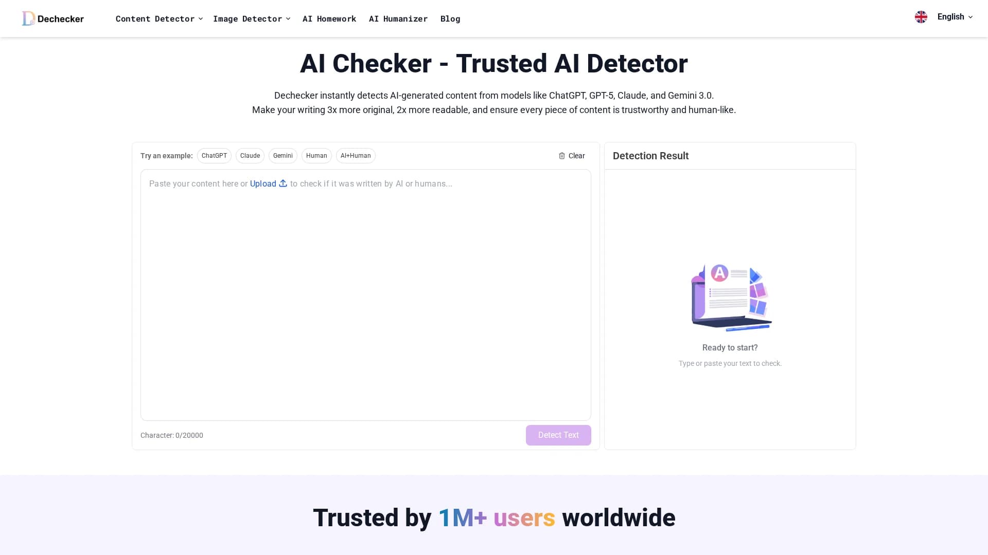 dechecker-ai homepage