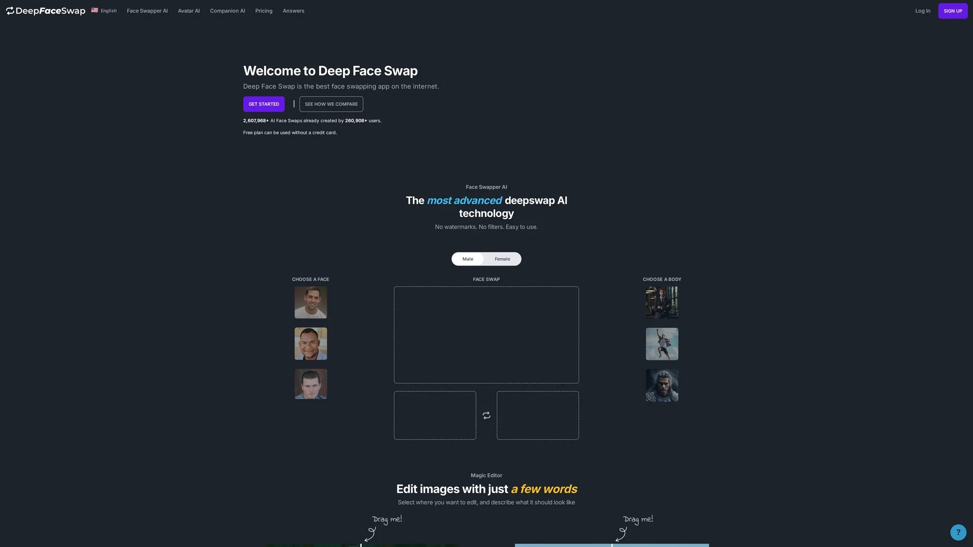 deep-face-swap homepage
