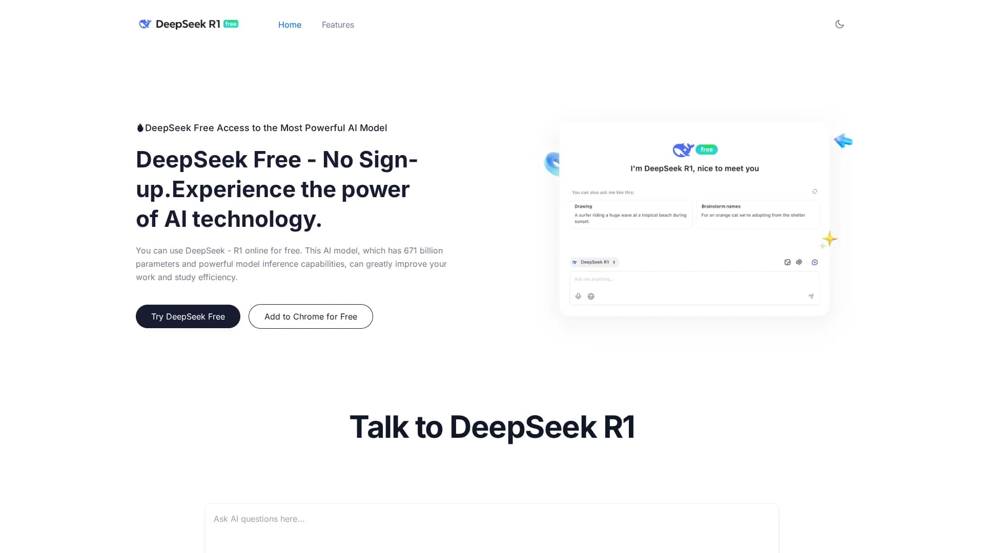 deepseek-r1-free homepage