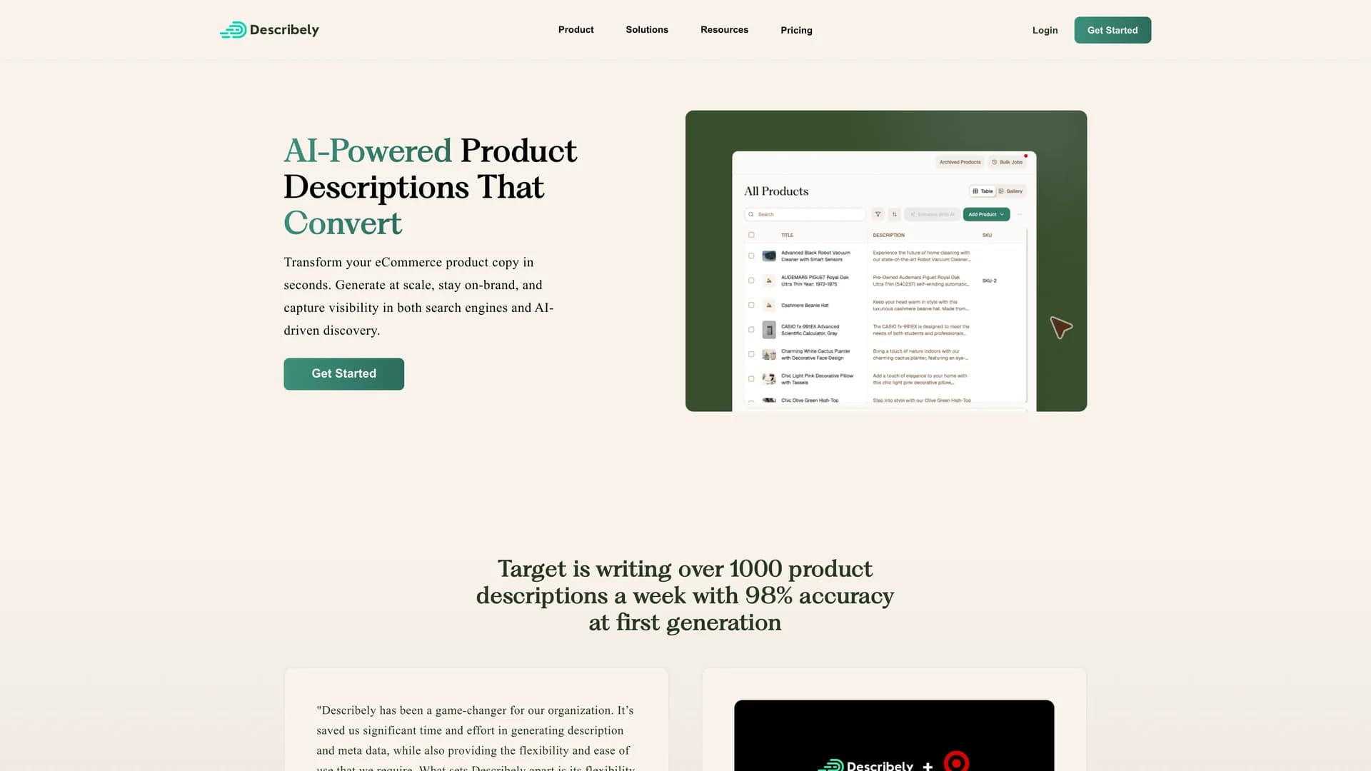 describely homepage