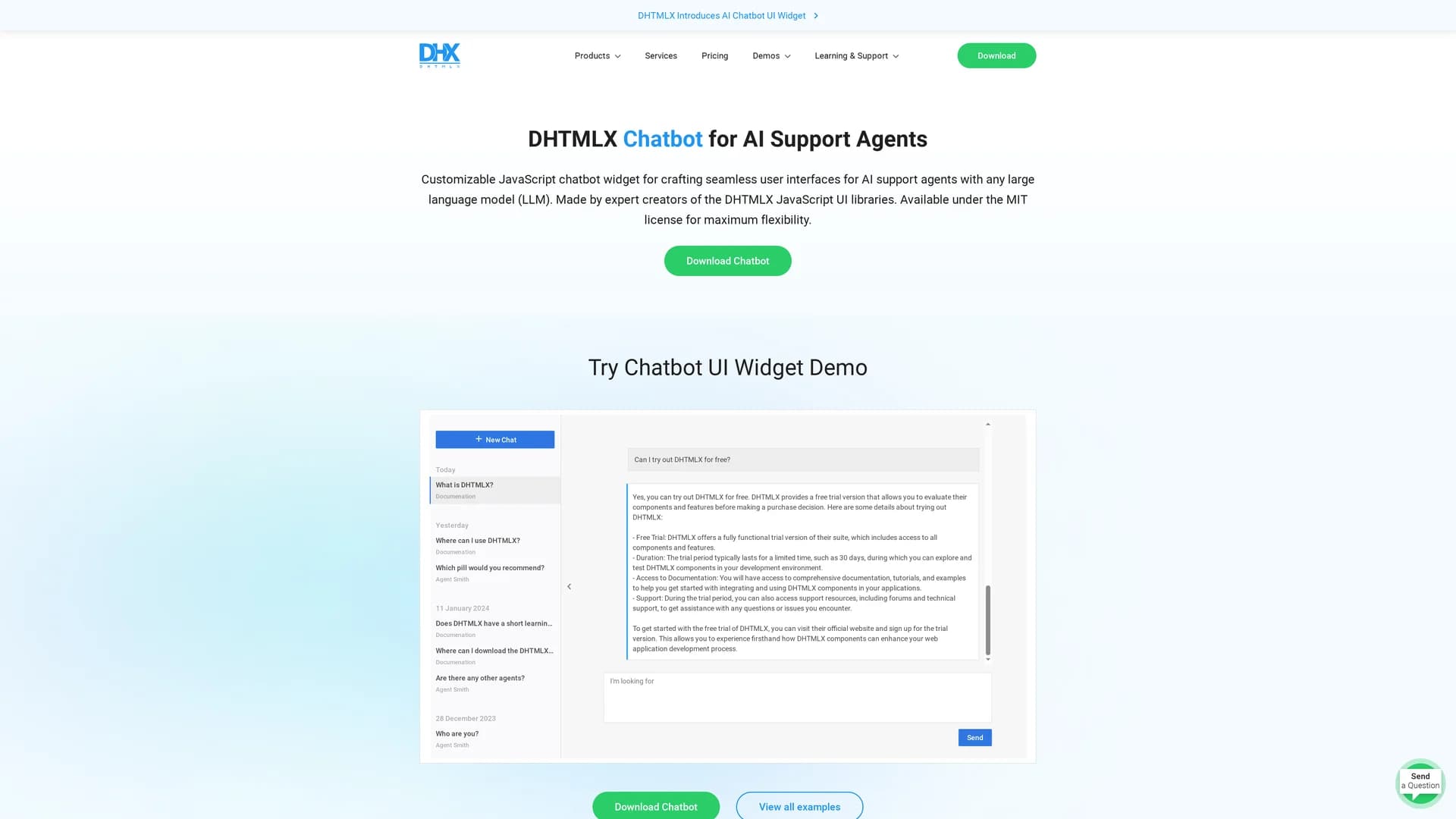 dhtmlx-chatbot homepage