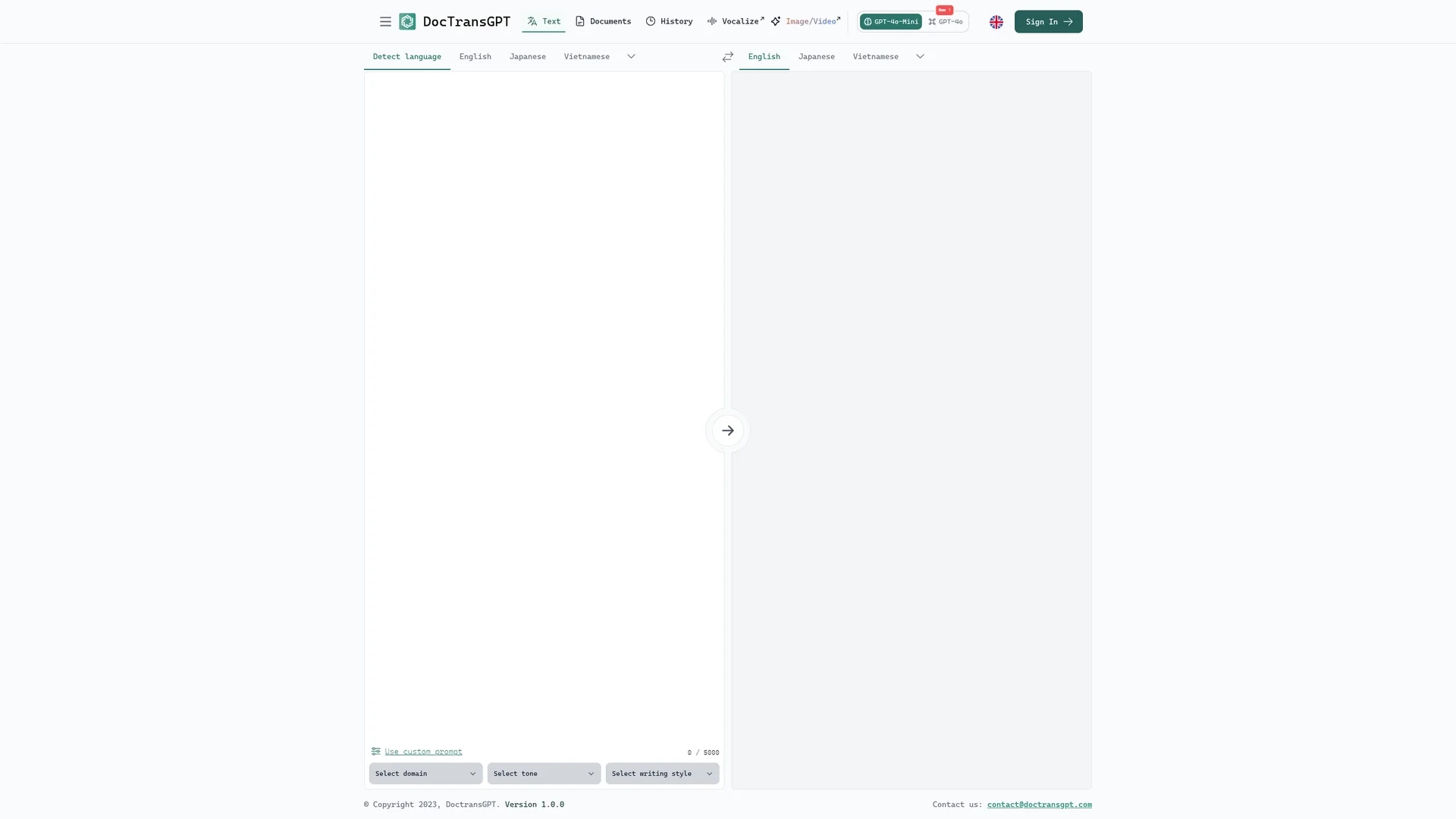 doctransgpt homepage